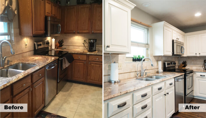 Traditional kitchen remodel done with cabinet refacing