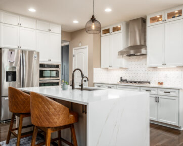 White kitchen with quartz countertops