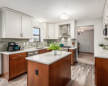 White kitchen with two-toned cabinetry